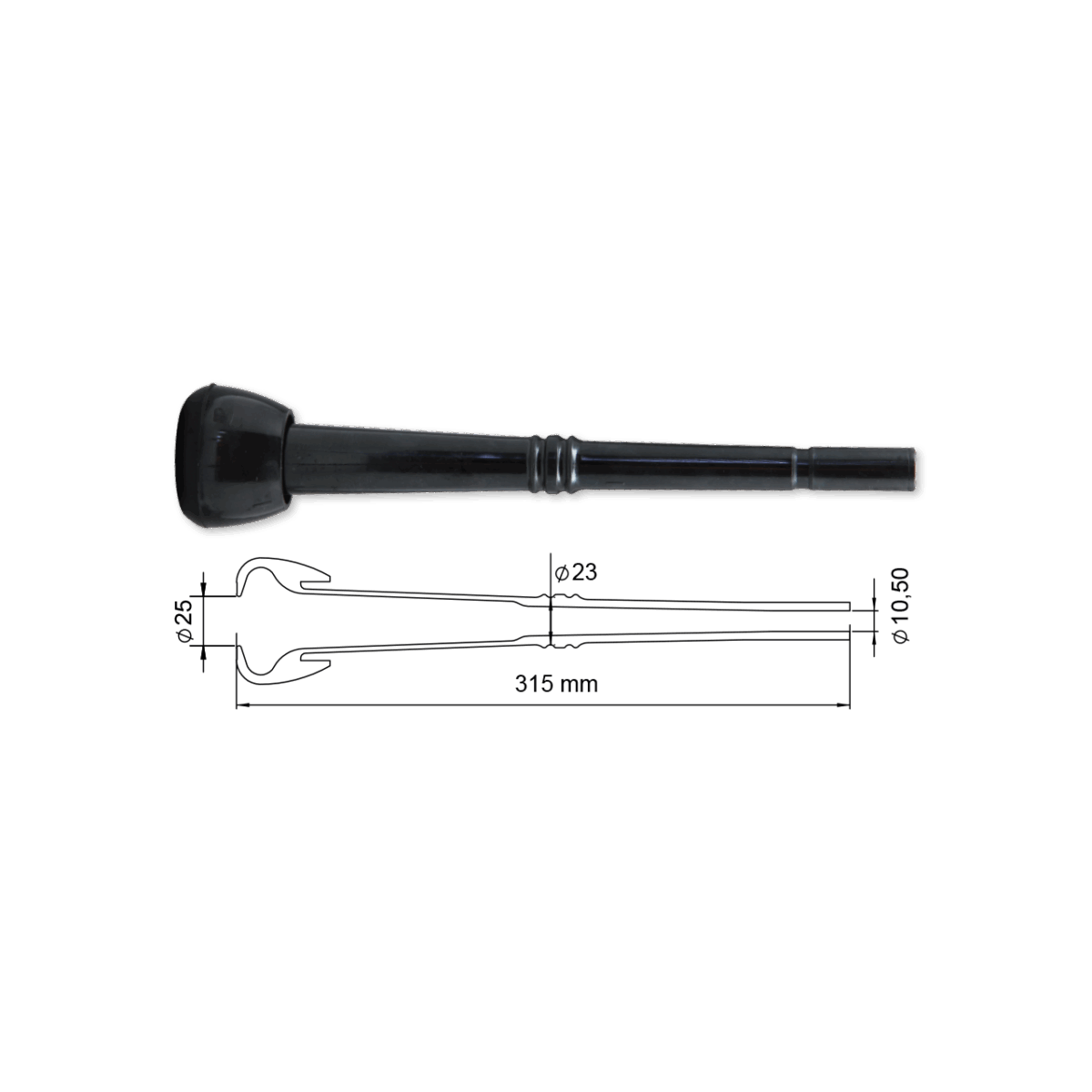 Manson din cauciuc tip 1, Ø25mm-Ø23mm-Ø10,50 mm, lungime 315 mm, 4 buc - imagine 1