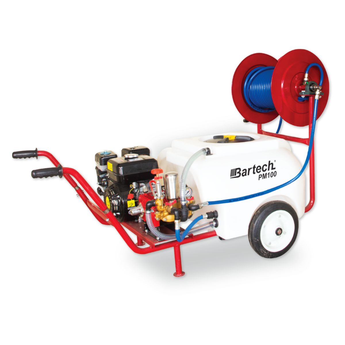 Atomizor 200l cu motor termic, 6,5 cp, tambur și furtun de presiune 25m, 8mm, 75 bar - imagine 1