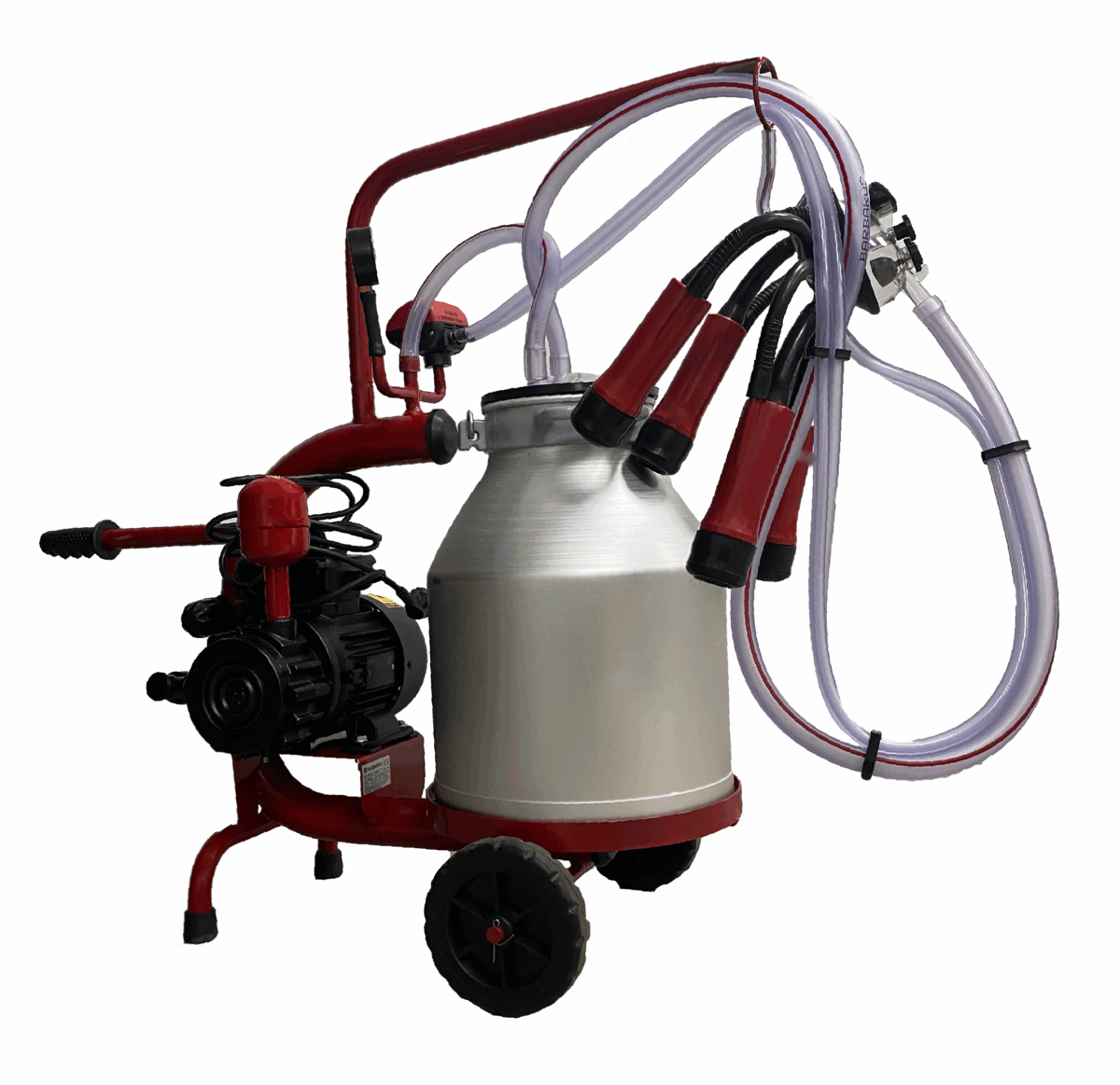 Aparat de muls vaci, 1 post, 1 bidon 30L aluminiu, pahare plastic, 250l/min, 0,55kw - imagine 1
