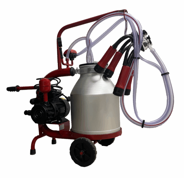 Aparat de muls vaci, 1 post, 1 bidon 30L aluminiu, pahare plastic, 250l/min, 0,55kw