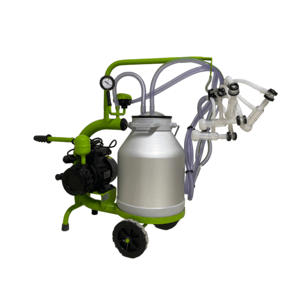 Aparat de muls capre, 2 posturi, 1 bidon 30l aluminiu, pahare plastic, 250l/min, 0,55kw